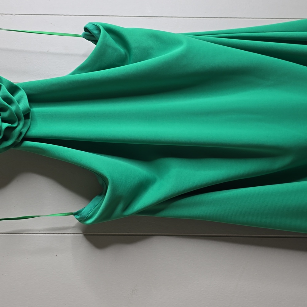 Gianni Bini Green Halter Dress with Floral Detail XL - Picture 4 of 12